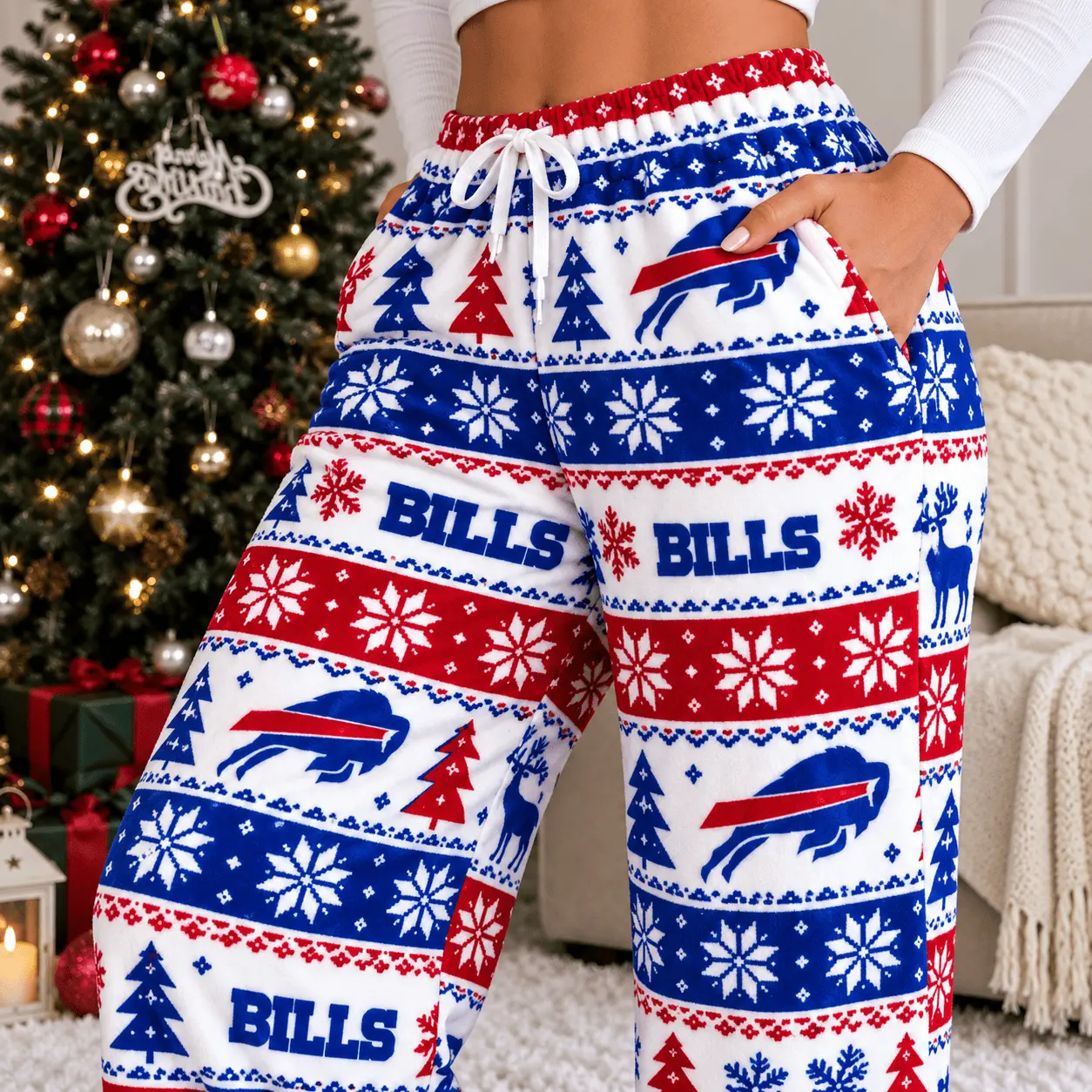 Buffalo Bills | Premium NFL Christmas Casual Pants TD - Image 3