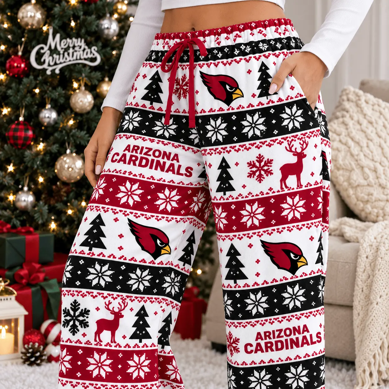 Arizona Cardinals | Premium NFL Christmas Casual Pants TD - Image 3