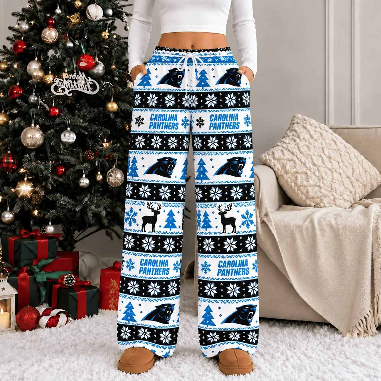 Carolina Panthers | Premium NFL Christmas Casual Pants TD - Image 2