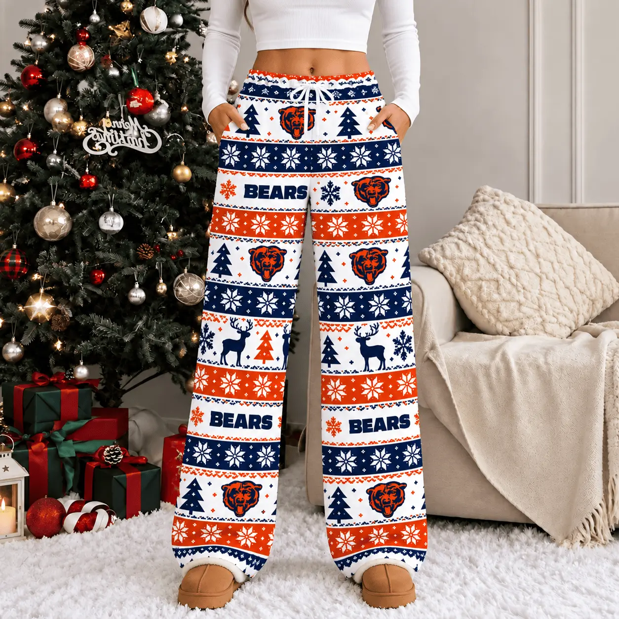Chicago Bears | Premium NFL Christmas Casual Pants TD - Image 2