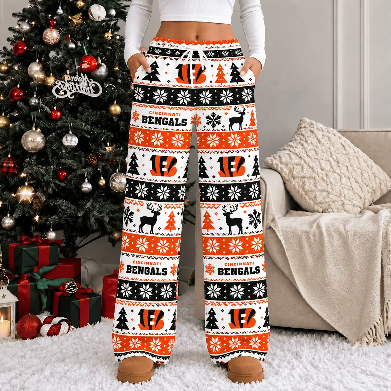 Cincinnati Bengals | Premium NFL Christmas Casual Pants TD - Image 2