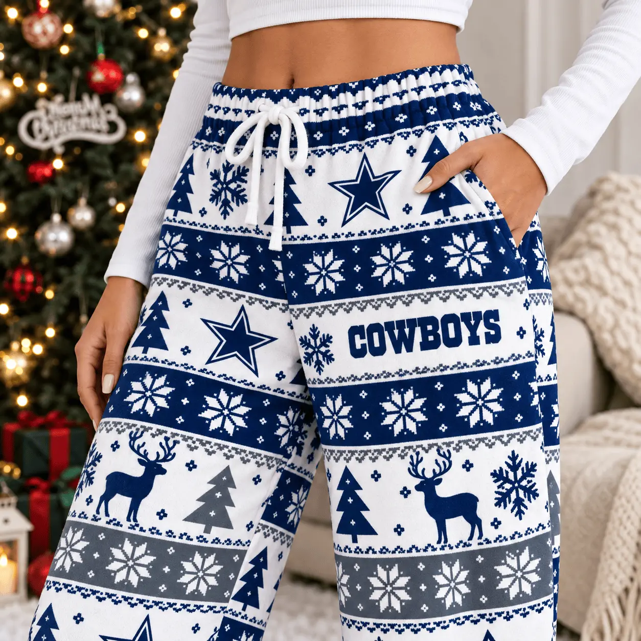 Dallas Cowboys | Premium NFL Christmas Casual Pants TD - Image 3