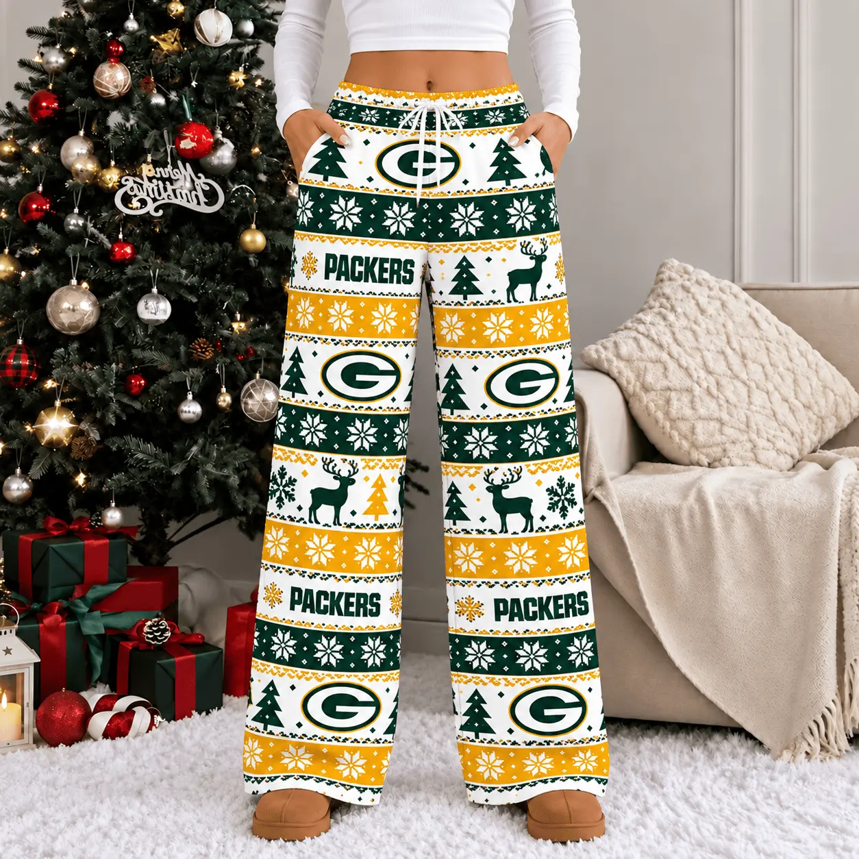 Green Bay Packers | Premium NFL Christmas Casual Pants TD - Image 2
