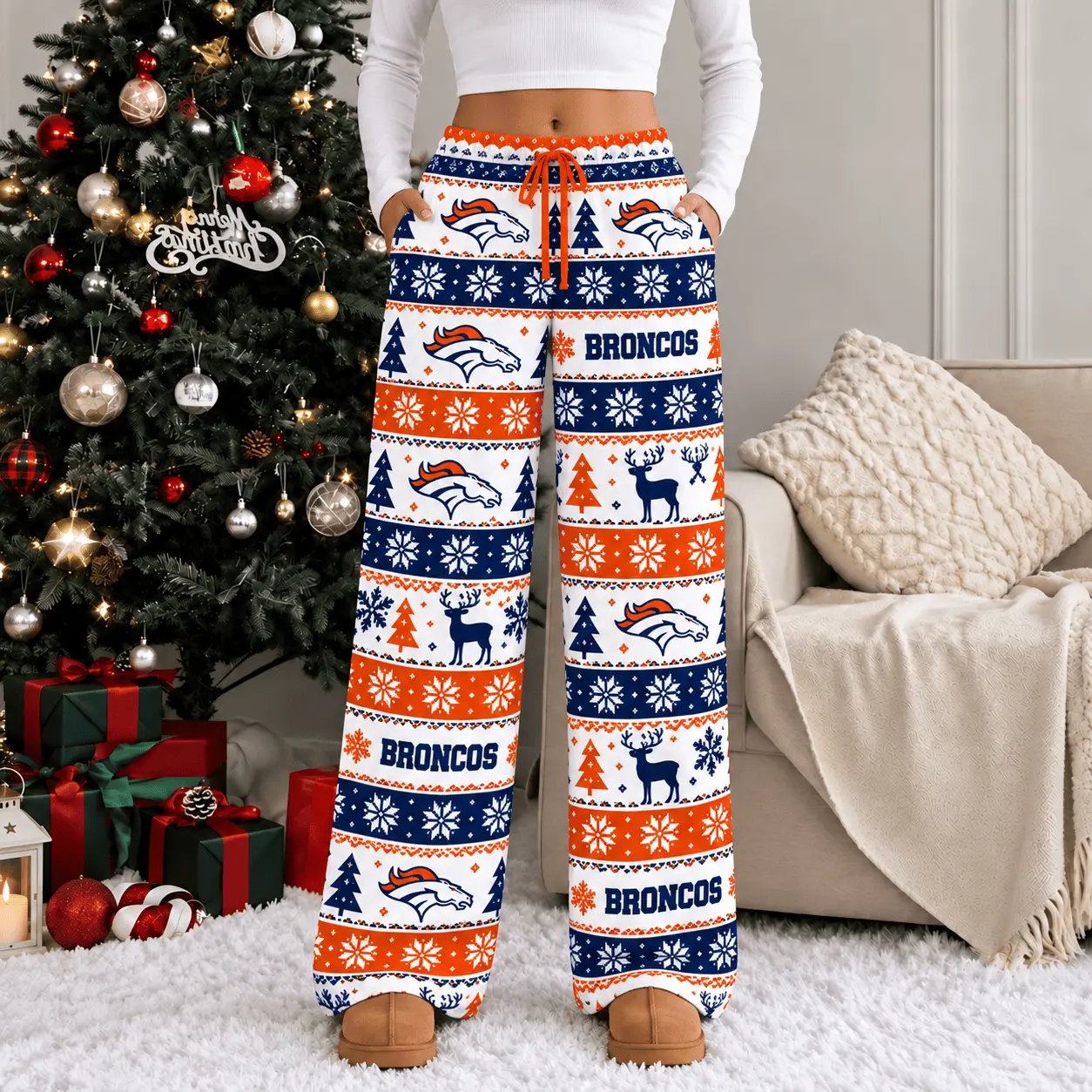 Denver Broncos | Premium NFL Christmas Casual Pants TD - Image 2