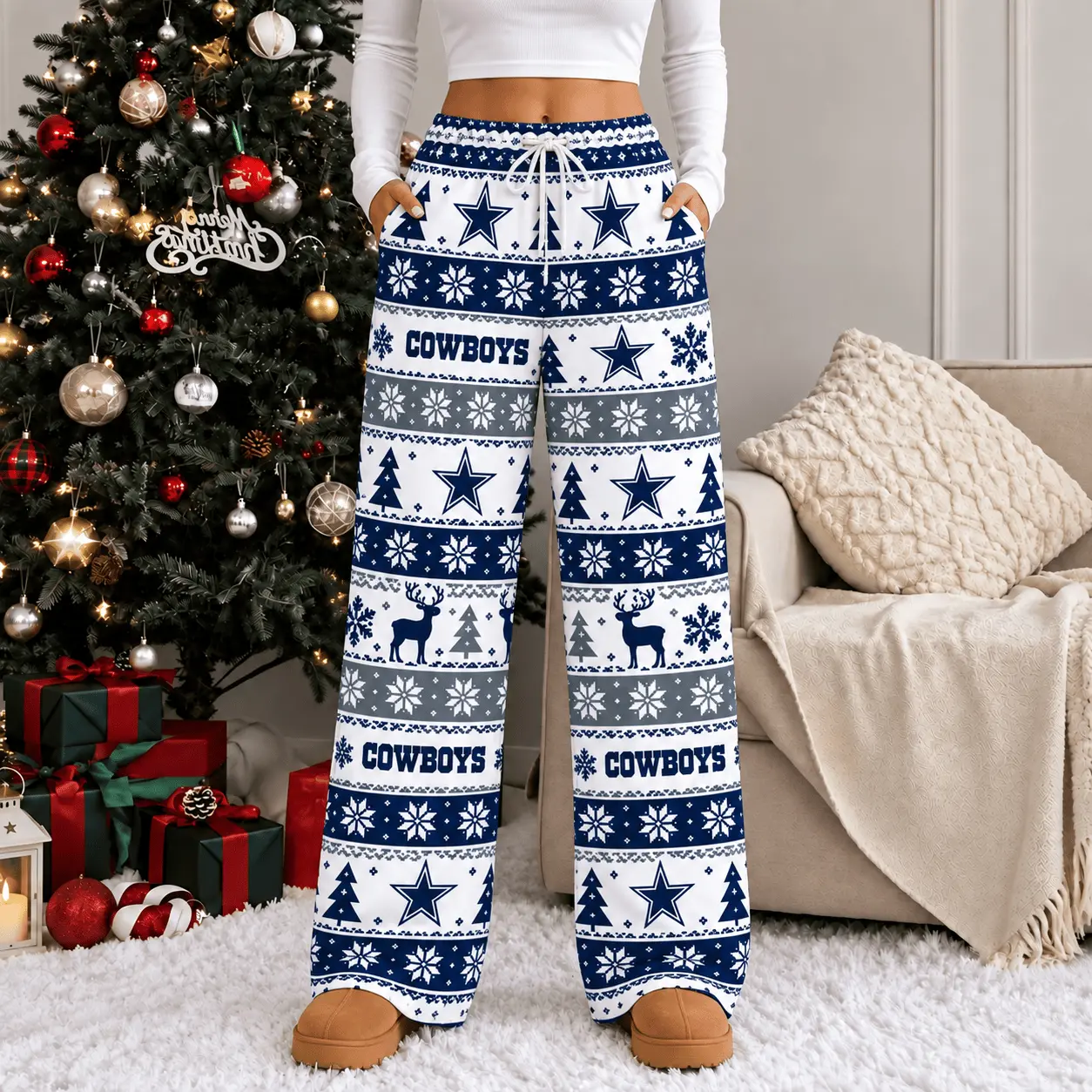 Dallas Cowboys | Premium NFL Christmas Casual Pants TD - Image 2