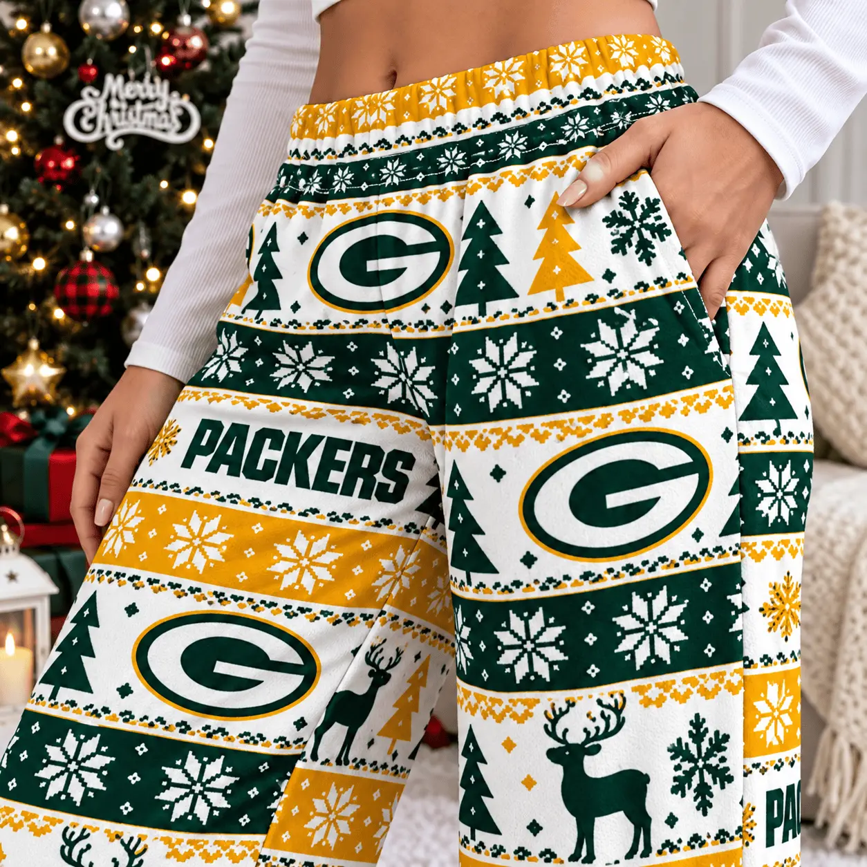 Green Bay Packers | Premium NFL Christmas Casual Pants TD - Image 3