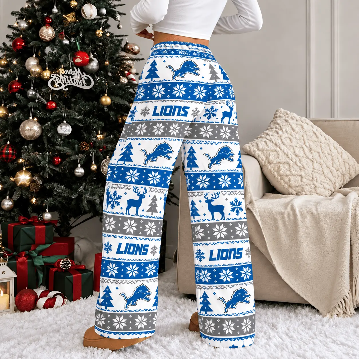 Detroit Lions | Premium NFL Christmas Casual Pants TD