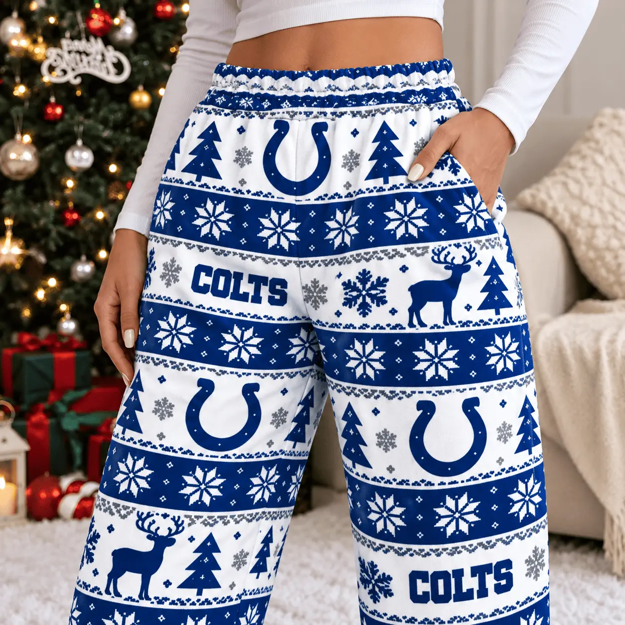 Indianapolis Colts | Premium NFL Christmas Casual Pants TD - Image 3