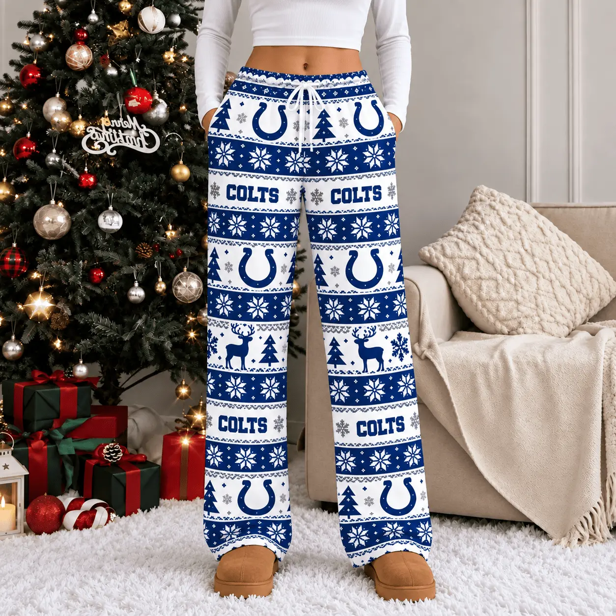 Indianapolis Colts | Premium NFL Christmas Casual Pants TD - Image 2