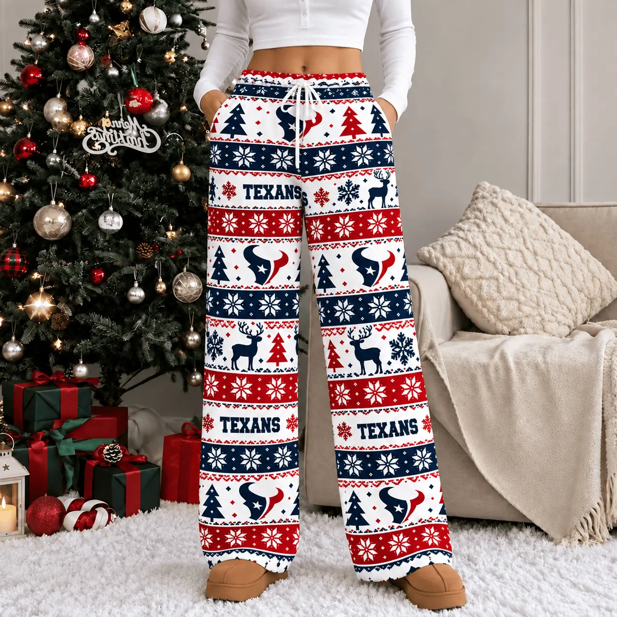 Houston Texans | Premium NFL Christmas Casual Pants TD - Image 2