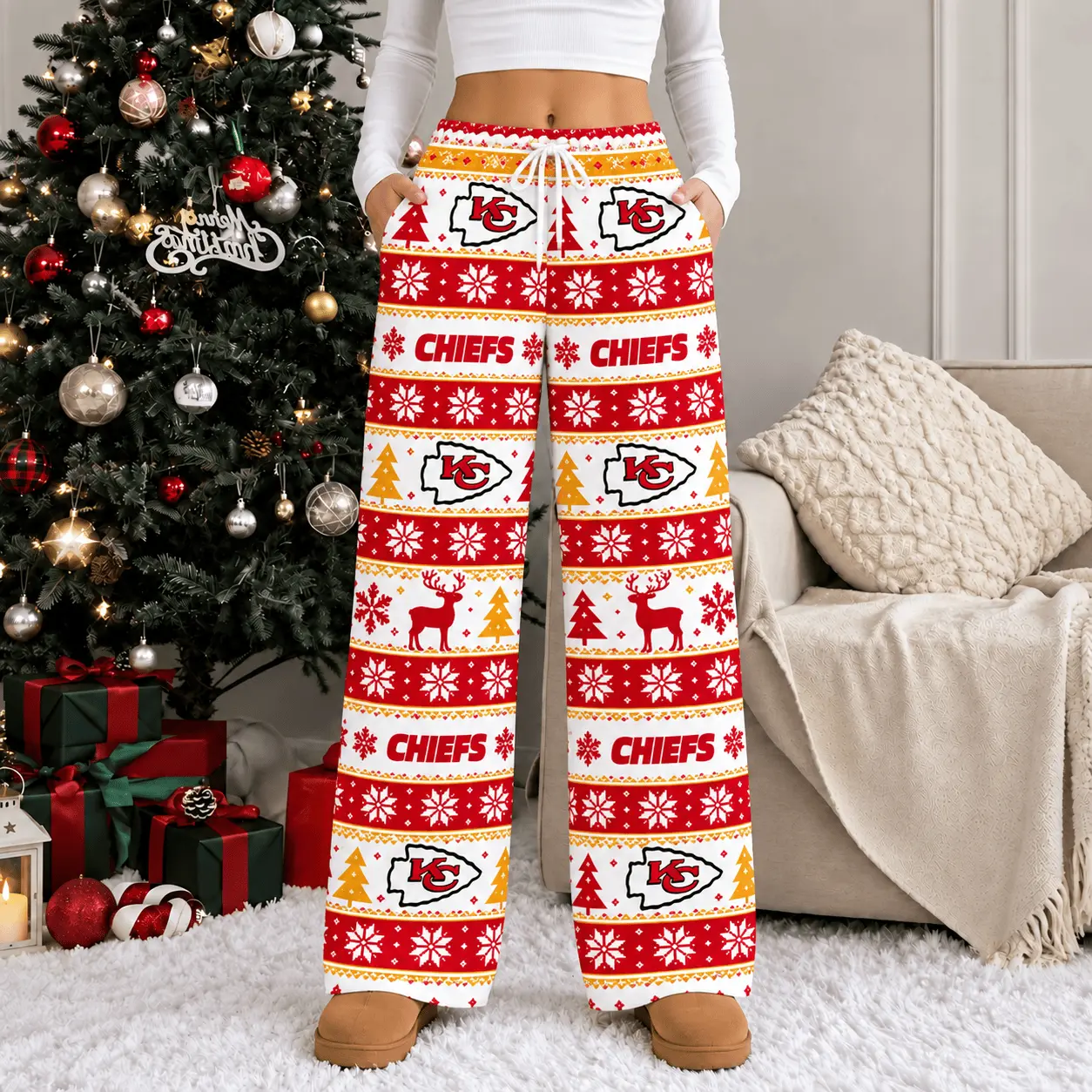 Kansas City Chiefs | Premium NFL Christmas Casual Pants TD - Image 2