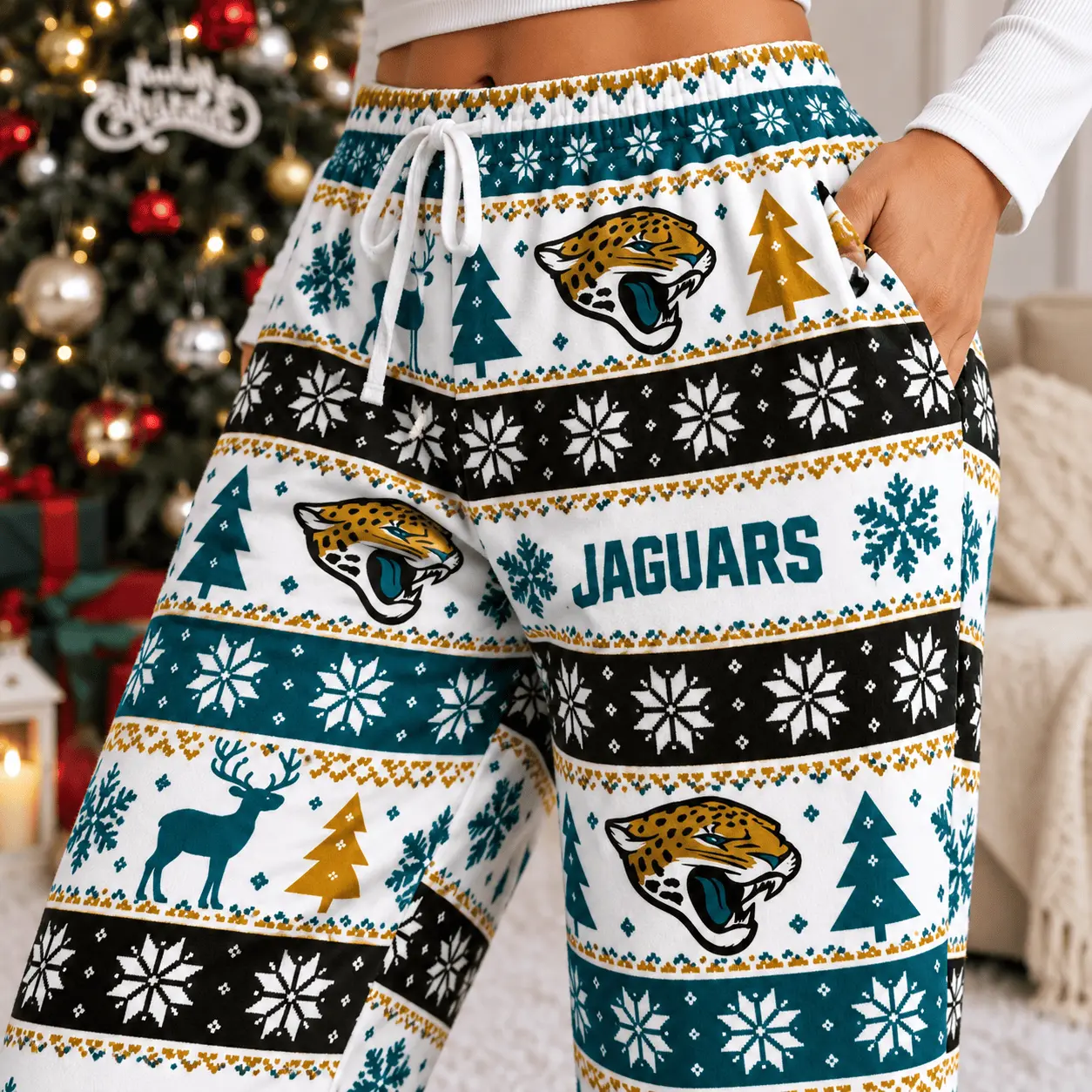 Jacksonville Jaguars | Premium NFL Christmas Casual Pants TD - Image 3