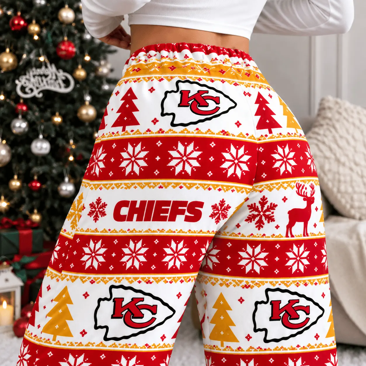 Kansas City Chiefs | Premium NFL Christmas Casual Pants TD - Image 3