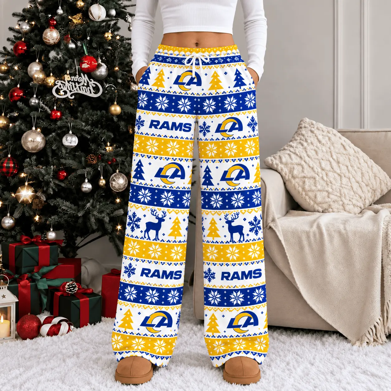 Los Angeles Rams | Premium NFL Christmas Casual Pants TD - Image 2