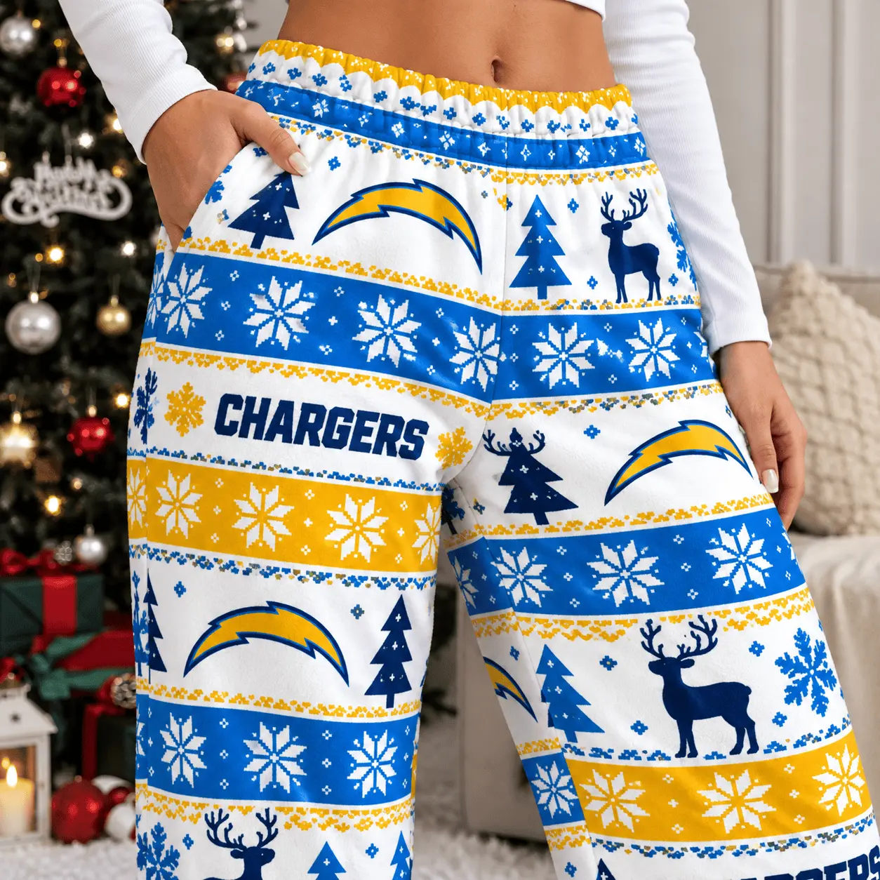 Los Angeles Chargers | Premium NFL Christmas Casual Pants TD - Image 3