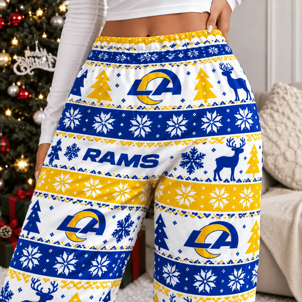 Los Angeles Rams | Premium NFL Christmas Casual Pants TD - Image 3