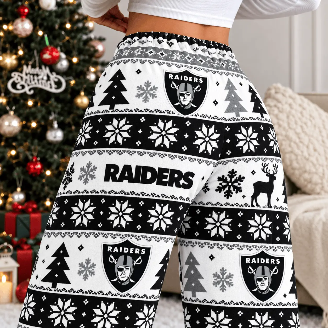 Las Vegas Raiders | Premium NFL Christmas Casual Pants TD - Image 3