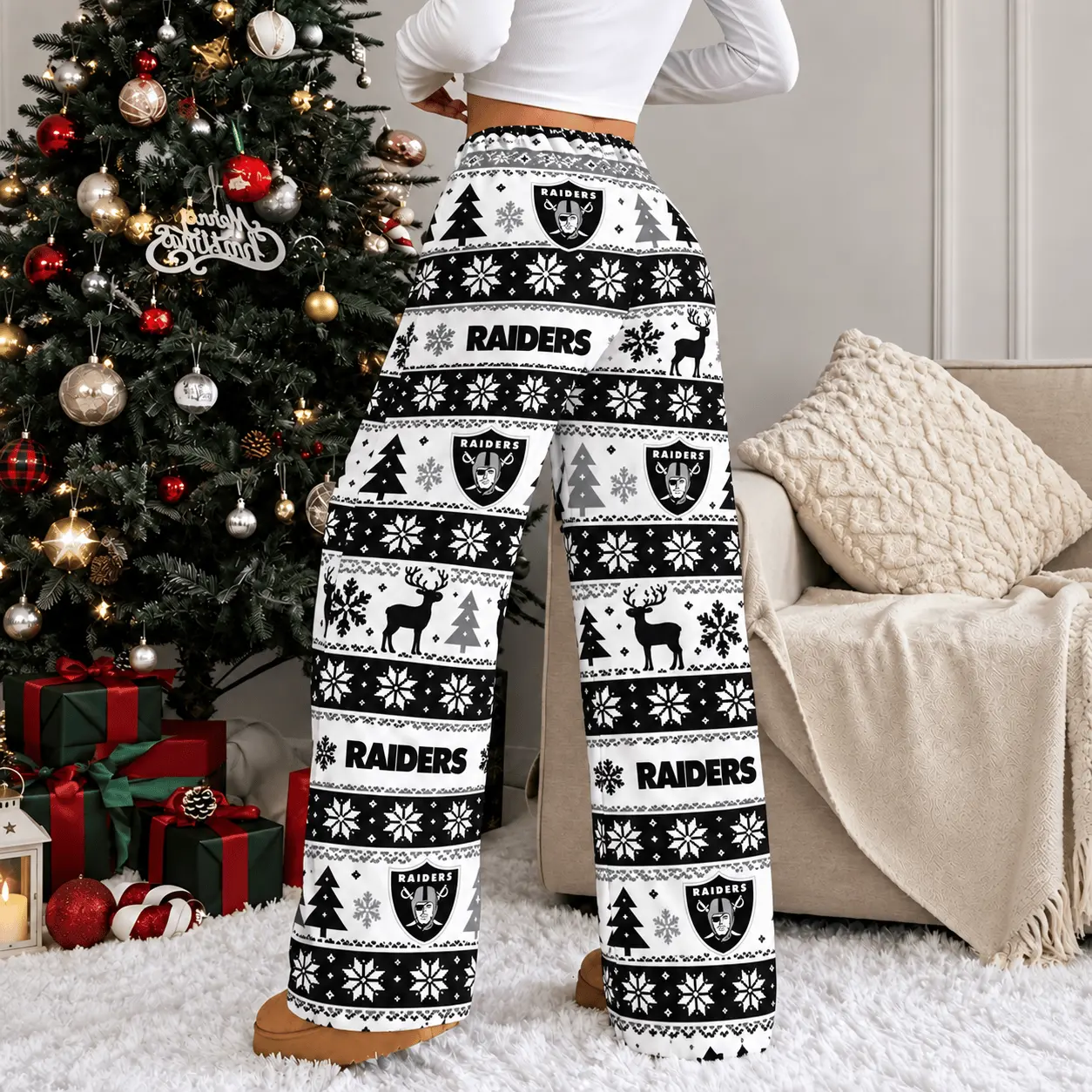 Las Vegas Raiders | Premium NFL Christmas Casual Pants TD