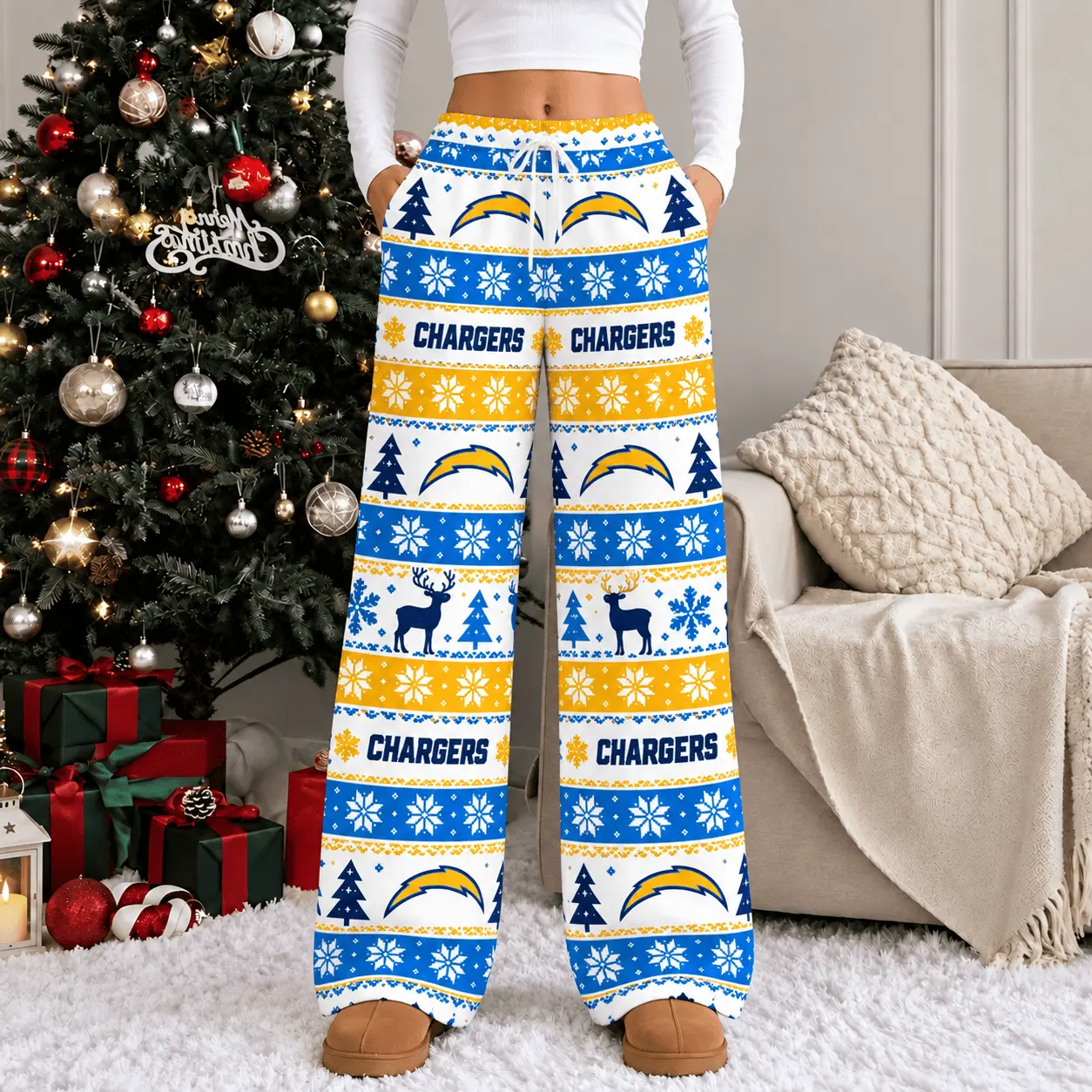 Los Angeles Chargers | Premium NFL Christmas Casual Pants TD - Image 2