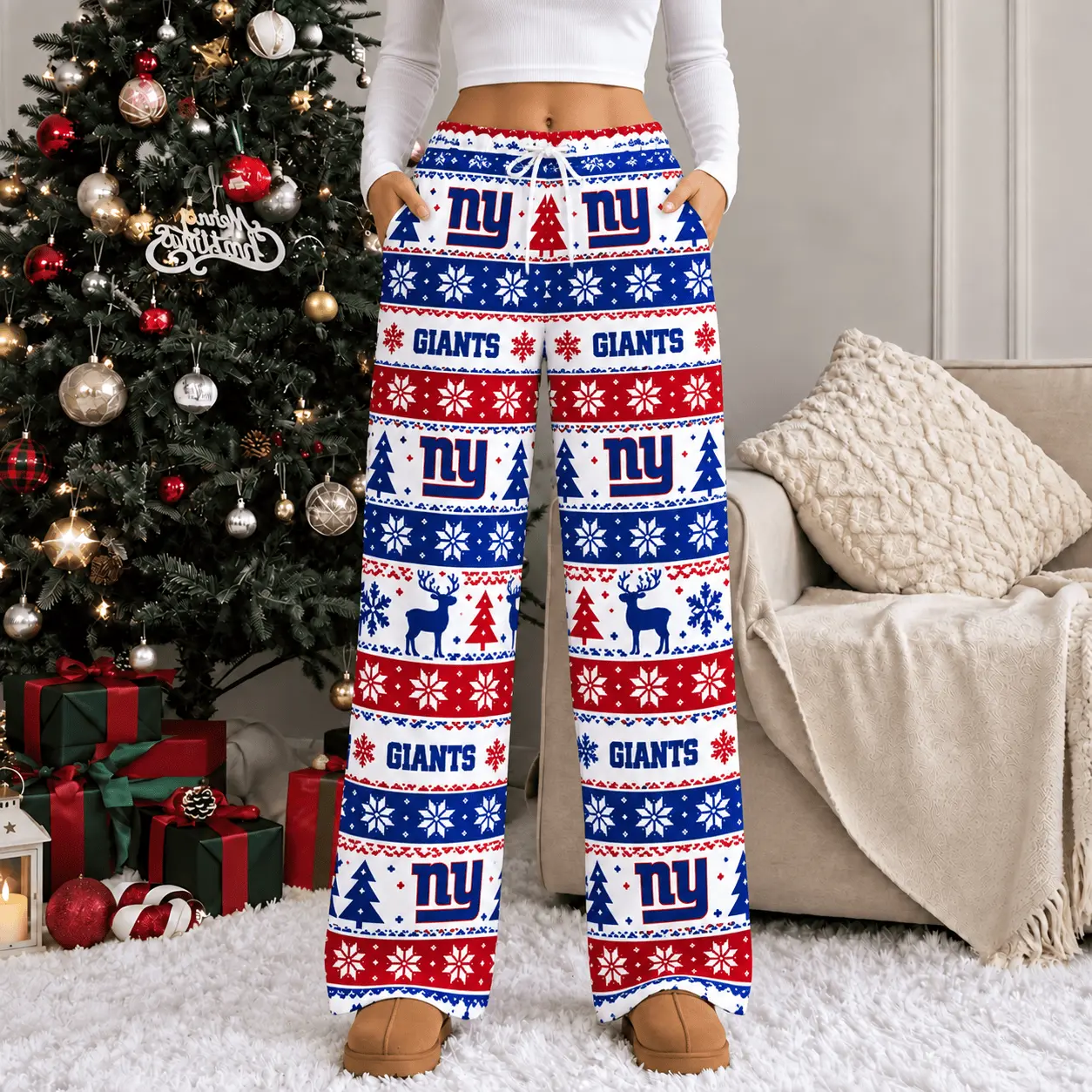 New York Giants | Premium NFL Christmas Casual Pants TD - Image 2