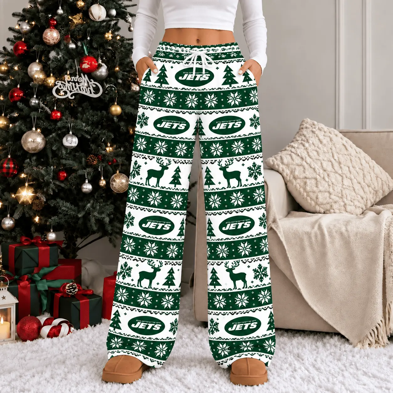New York Jets | Premium NFL Christmas Casual Pants TD - Image 2