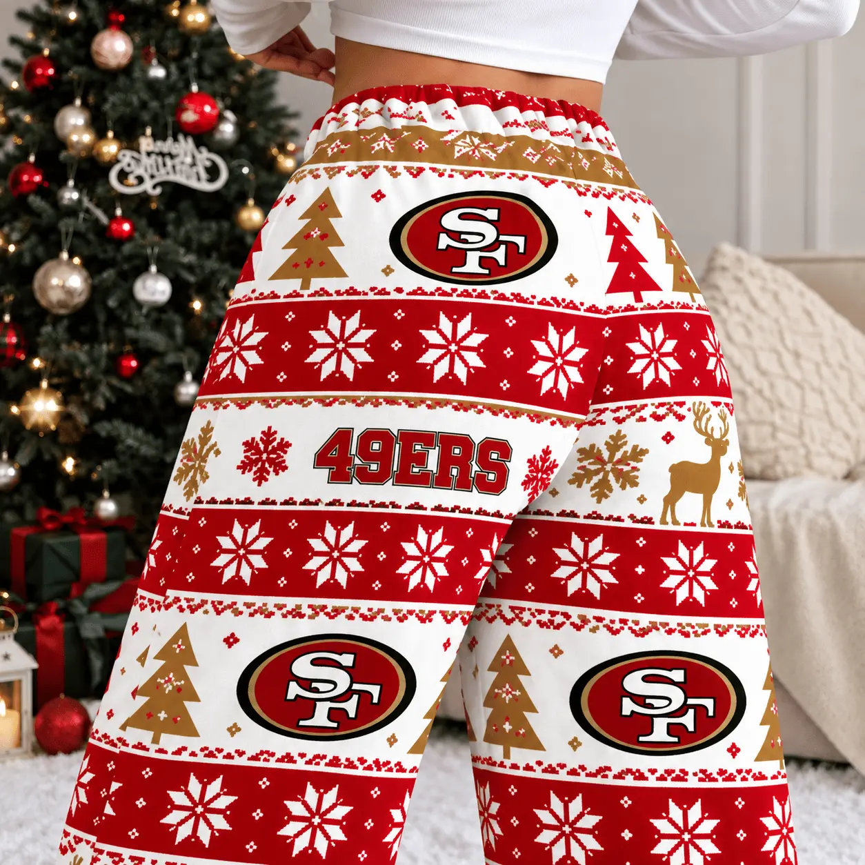 San Francisco 49ers | Premium NFL Christmas Casual Pants TD - Image 3