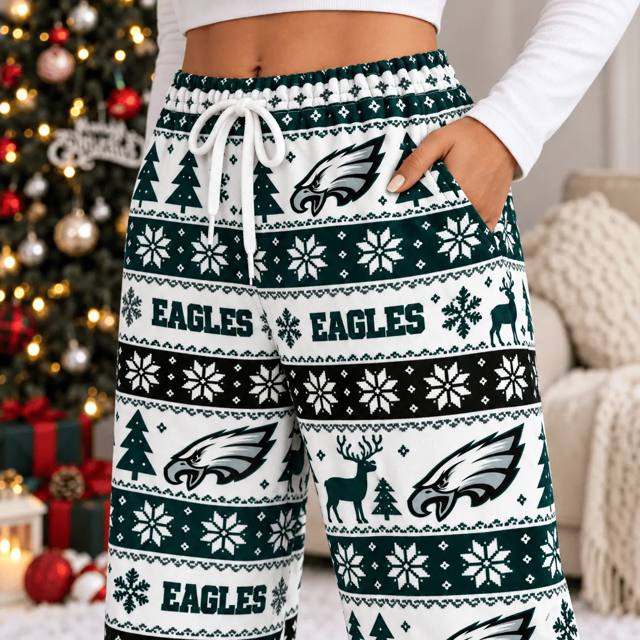 Philadelphia Eagles | Premium NFL Christmas Casual Pants TD - Image 3