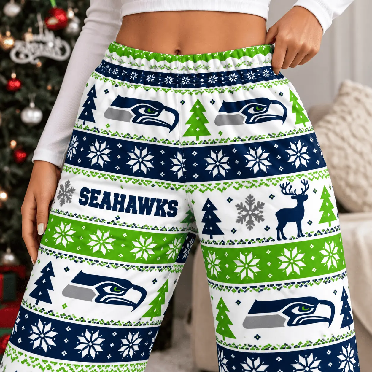 Seattle Seahawks | Premium NFL Christmas Casual Pants TD - Image 3
