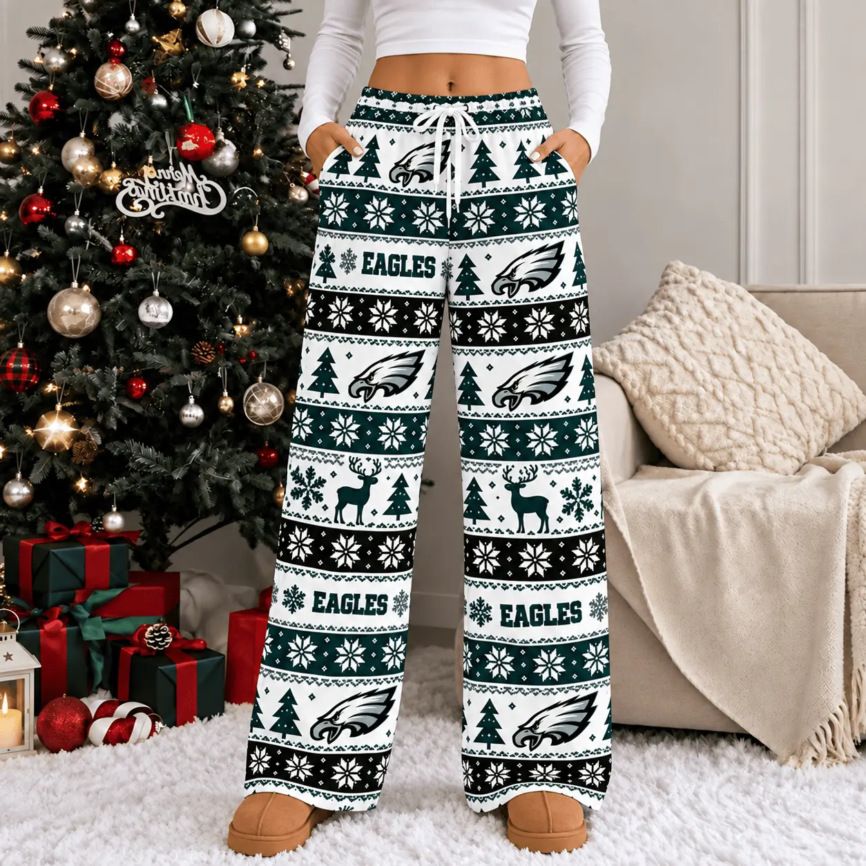 Philadelphia Eagles | Premium NFL Christmas Casual Pants TD - Image 2