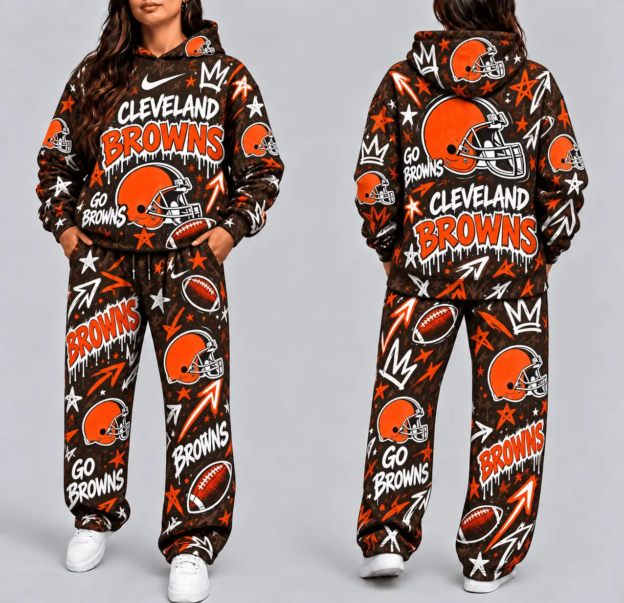 Cleveland Browns | Premium NFL Graffiti Hoodie & Pants Set TD