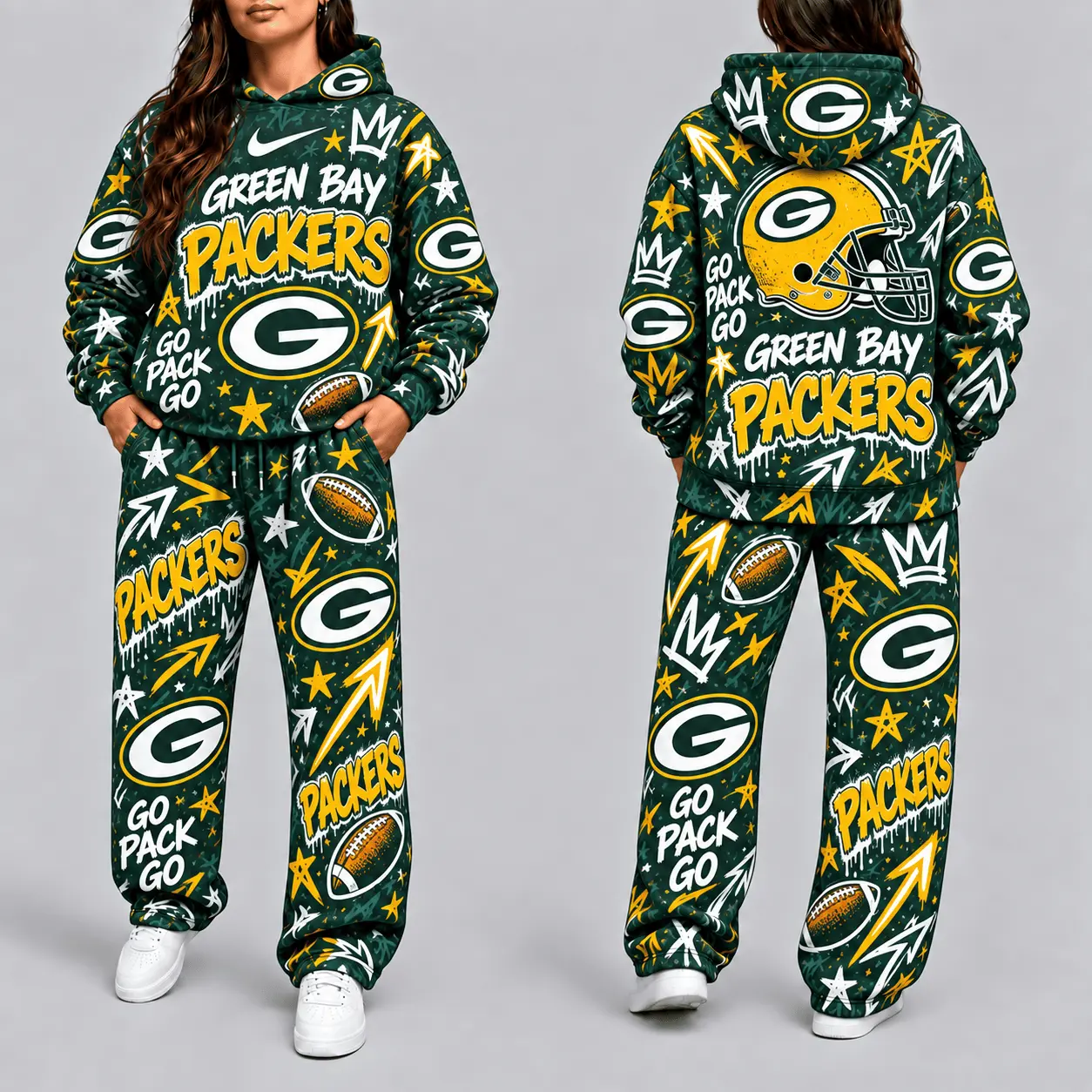 Green Bay Packers | Premium NFL Graffiti Hoodie & Pants Set TD