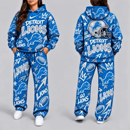 Detroit Lions | Premium NFL Graffiti Hoodie & Pants Set TD