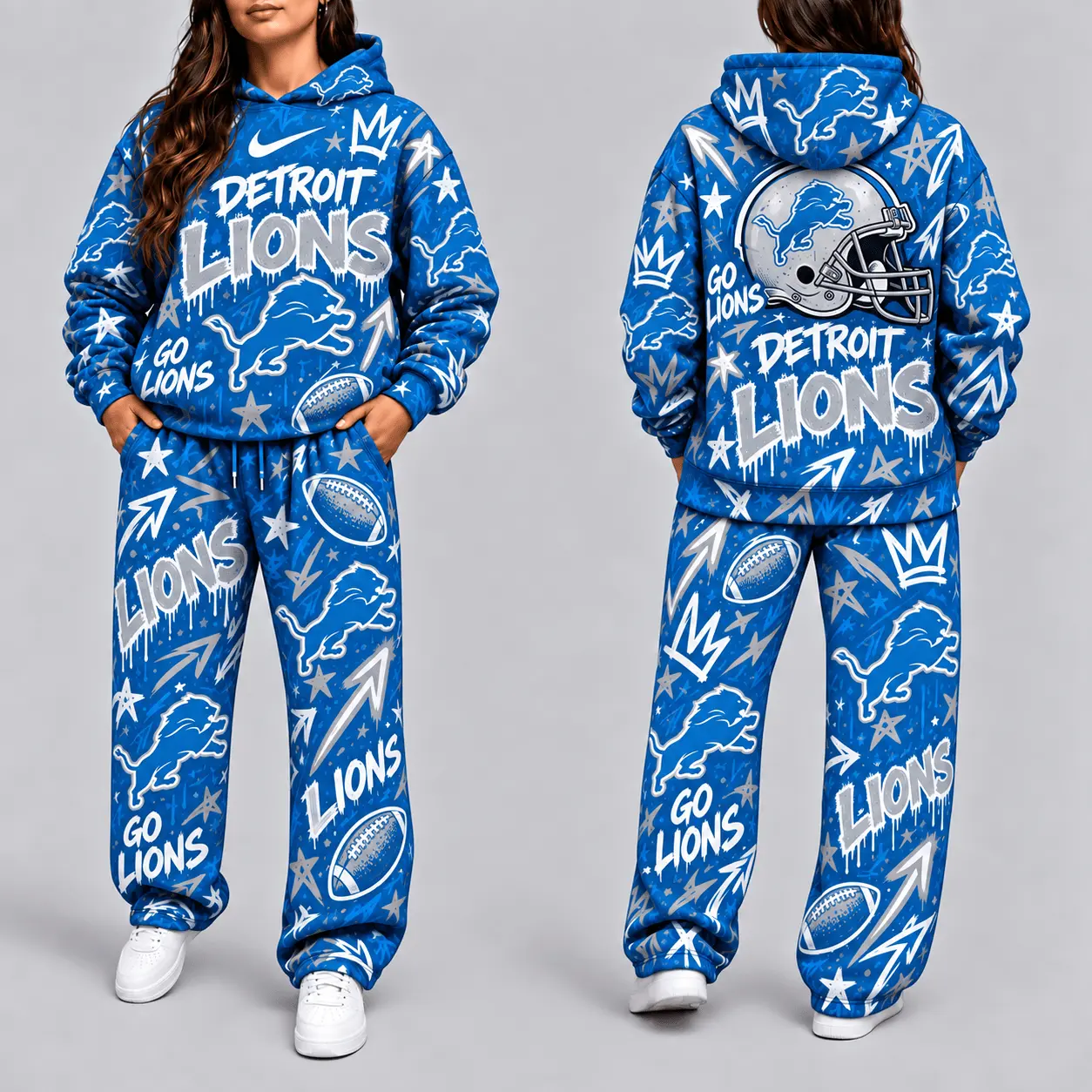 Detroit Lions | Premium NFL Graffiti Hoodie & Pants Set TD