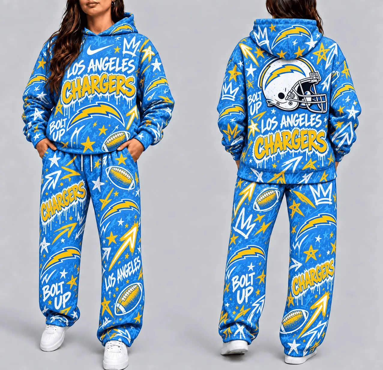 Los Angeles Chargers | Premium NFL Graffiti Hoodie & Pants Set TD