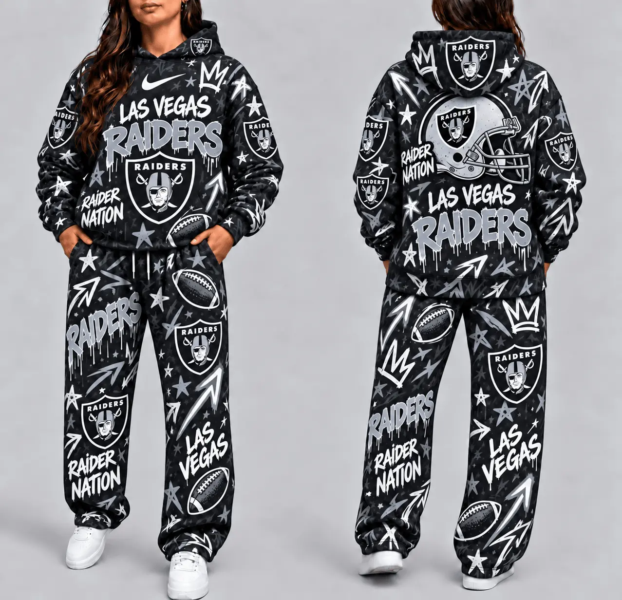 Las Vegas Raiders | Premium NFL Graffiti Hoodie & Pants Set TD