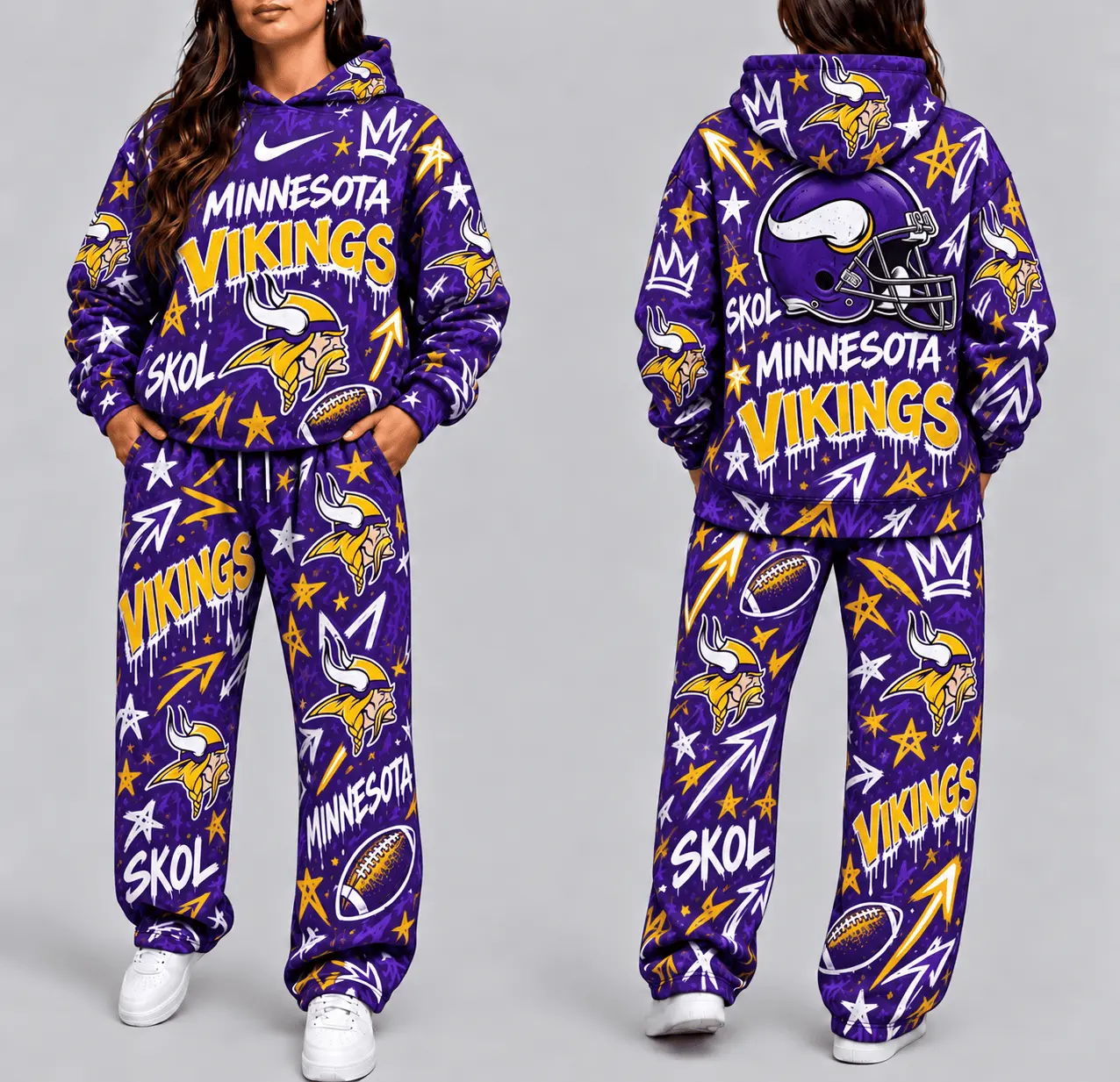 Minnesota Vikings | Premium NFL Graffiti Hoodie & Pants Set TD