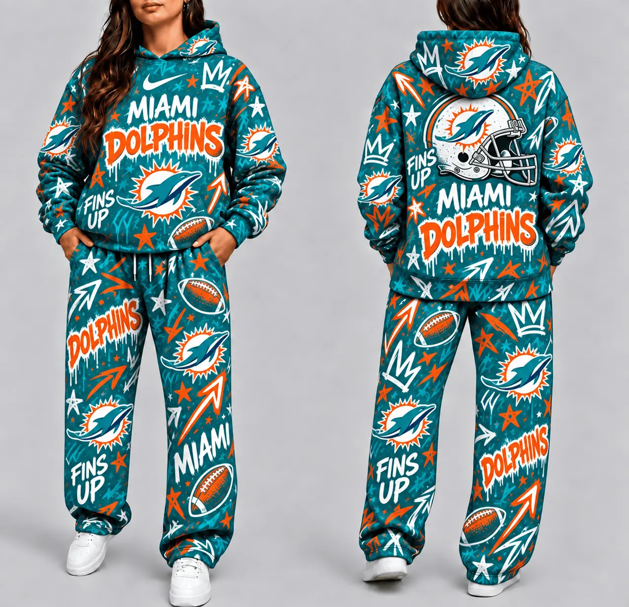 Miami Dolphins | Premium NFL Graffiti Hoodie & Pants Set TD