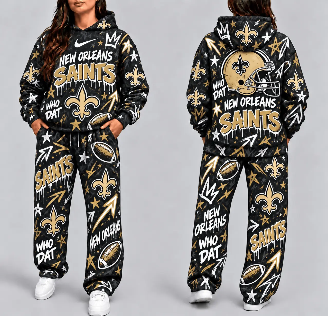 New Orleans Saints | Premium NFL Graffiti Hoodie & Pants Set TD