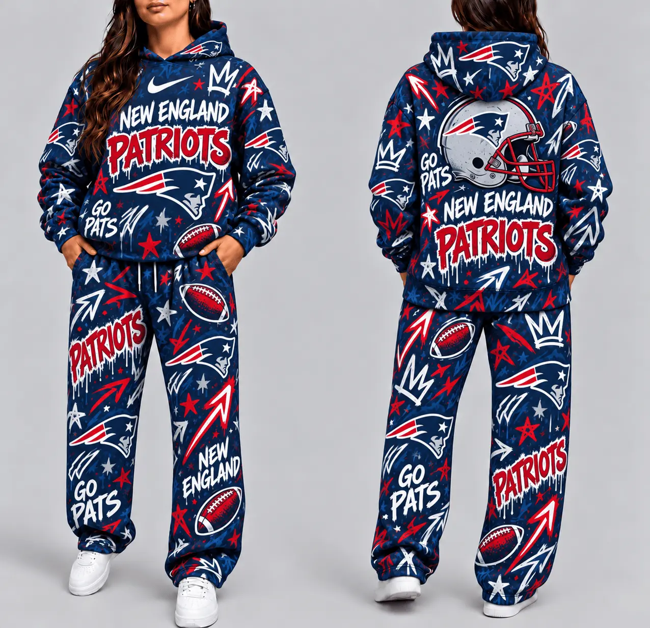 New England Patriots | Premium NFL Graffiti Hoodie & Pants Set TD