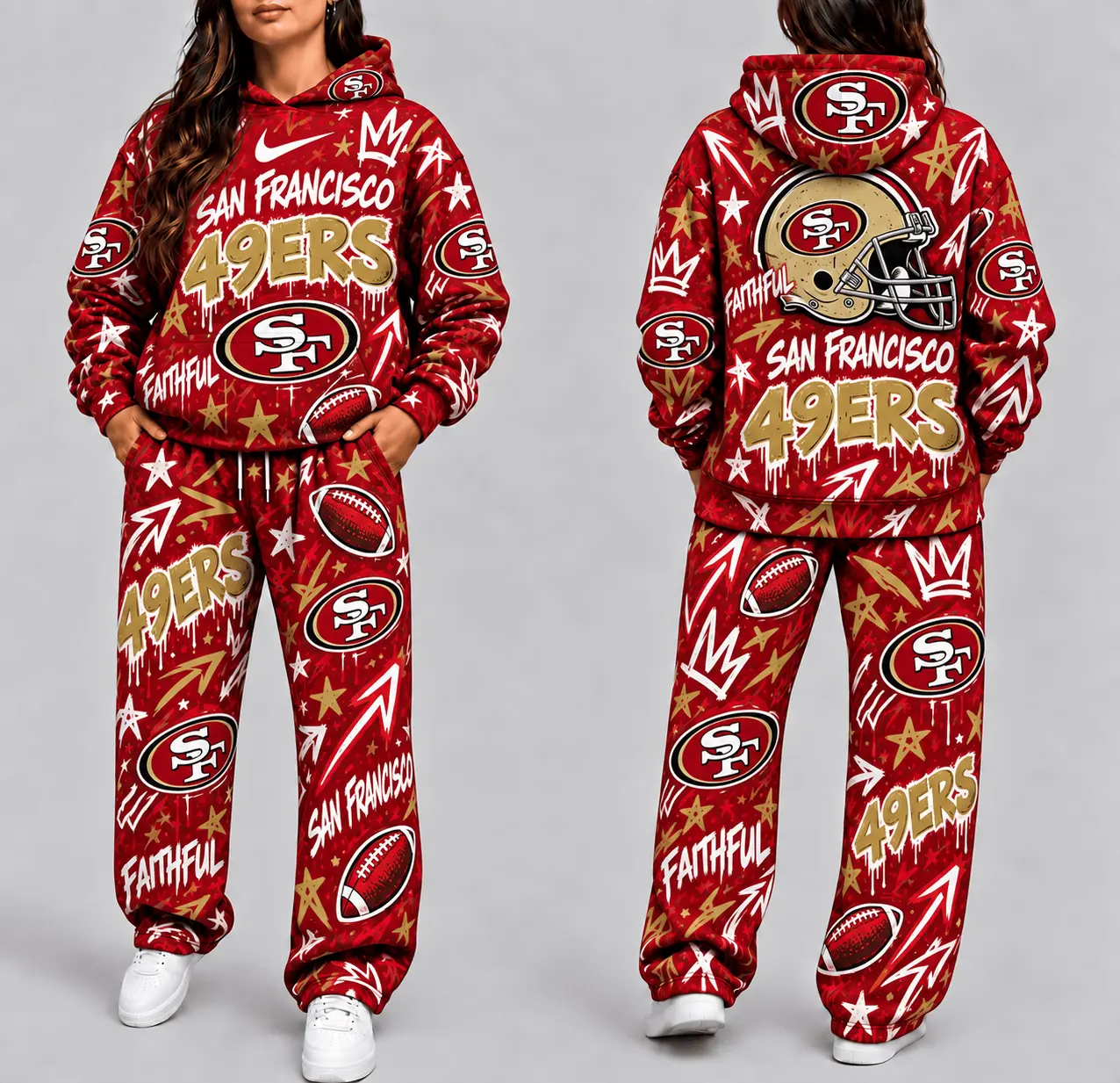 San Francisco 49ers | Premium NFL Graffiti Hoodie & Pants Set TD