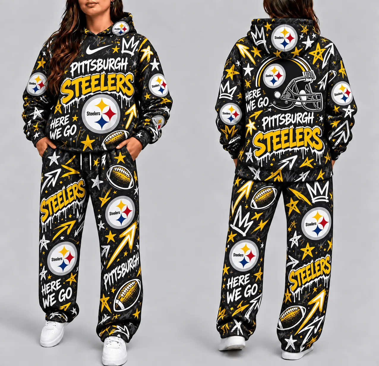 Pittsburgh Steelers | Premium NFL Graffiti Hoodie & Pants Set TD