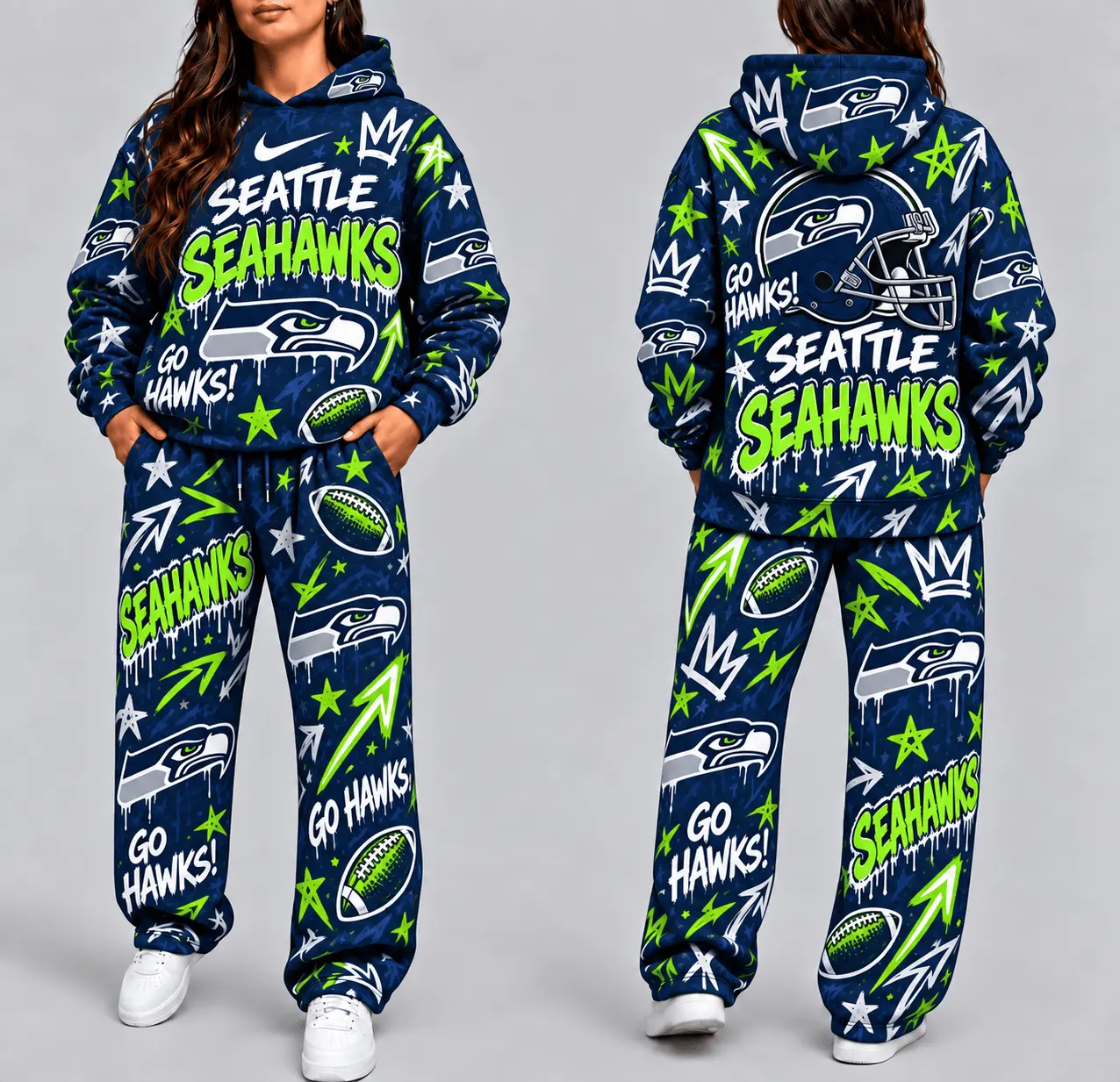 Seattle Seahawks | Premium NFL Graffiti Hoodie & Pants Set TD
