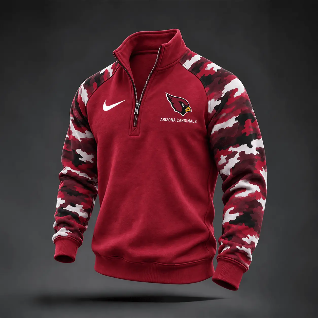 Arizona Cardinals | Premium NFL Camo Sleeve Quarter-Zip Sweatshirt TD