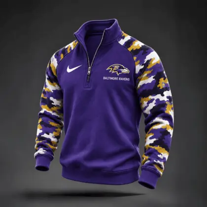 Baltimore Ravens | Premium NFL Camo Sleeve Quarter-Zip Sweatshirt TD