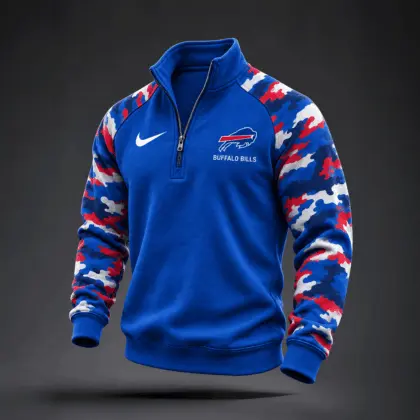 Buffalo Bills | Premium NFL Camo Sleeve Quarter-Zip Sweatshirt TD