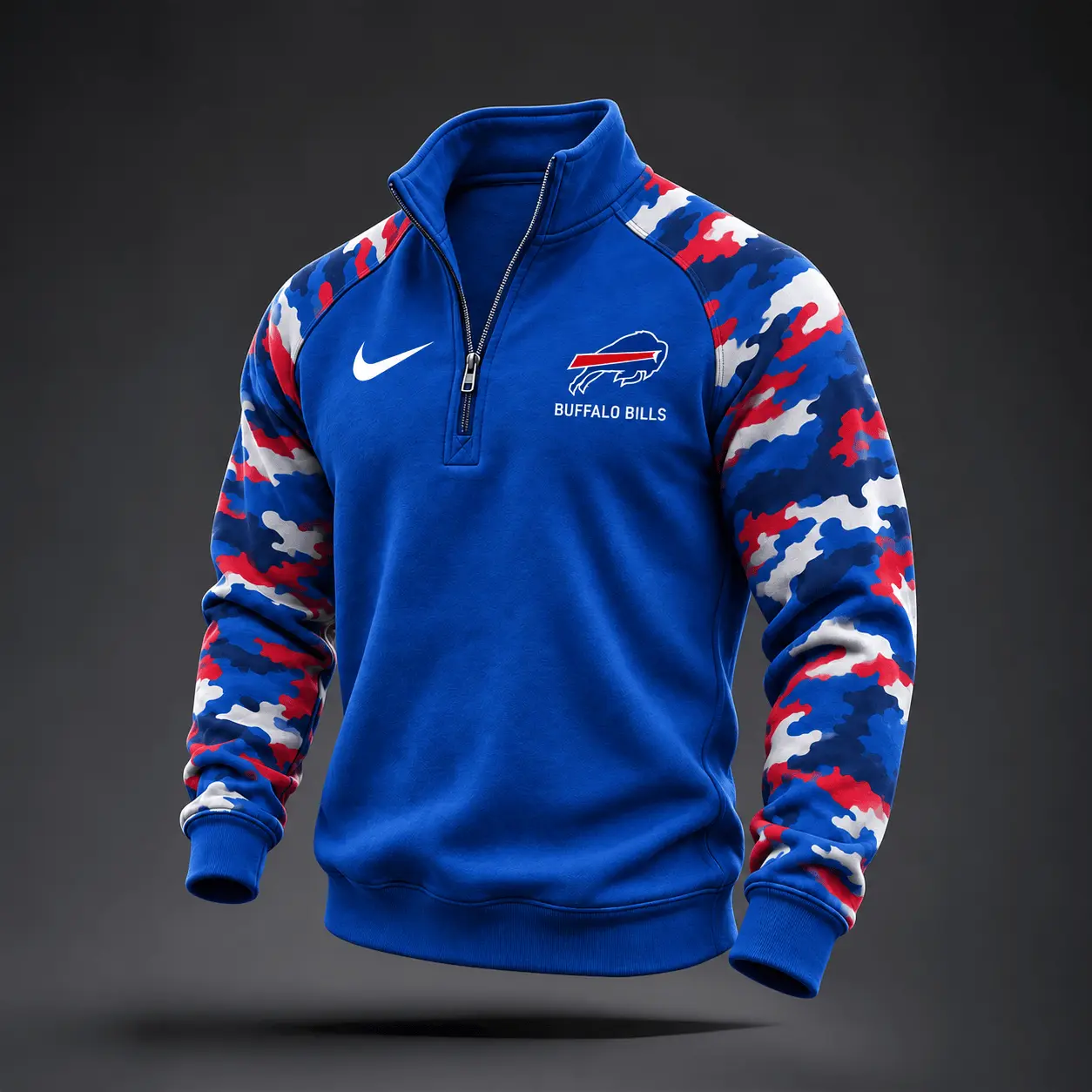 Buffalo Bills | Premium NFL Camo Sleeve Quarter-Zip Sweatshirt TD