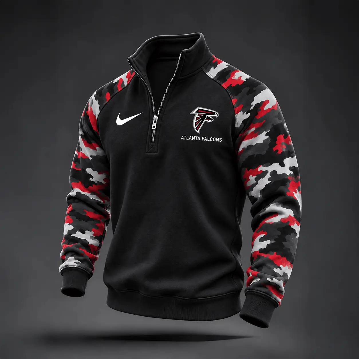 Atlanta Falcons | Premium NFL Camo Sleeve Quarter-Zip Sweatshirt TD