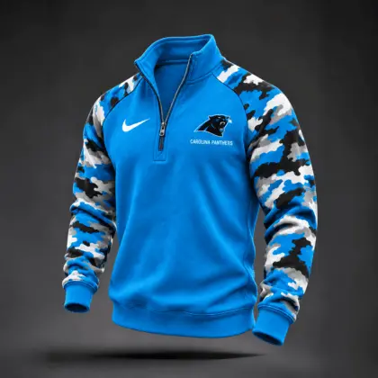 Carolina Panthers | Premium NFL Camo Sleeve Quarter-Zip Sweatshirt TD