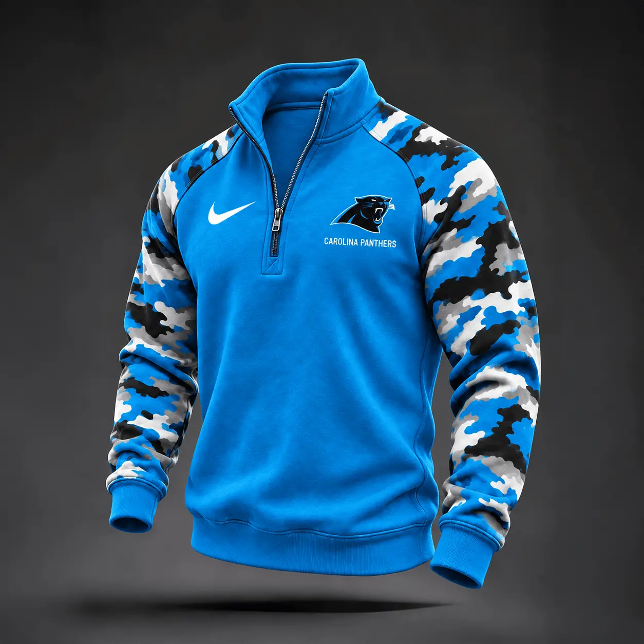 Carolina Panthers | Premium NFL Camo Sleeve Quarter-Zip Sweatshirt TD