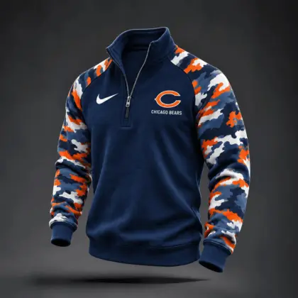 Chicago Bears | Premium NFL Camo Sleeve Quarter-Zip Sweatshirt TD